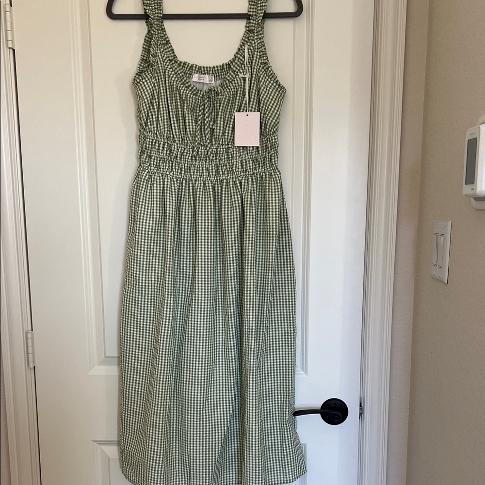 LC Lauren Conrad Green Gingham Maxi Dress